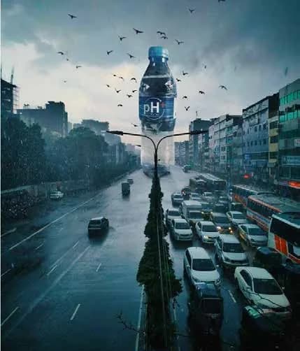 Above the traffic, pH+ Water