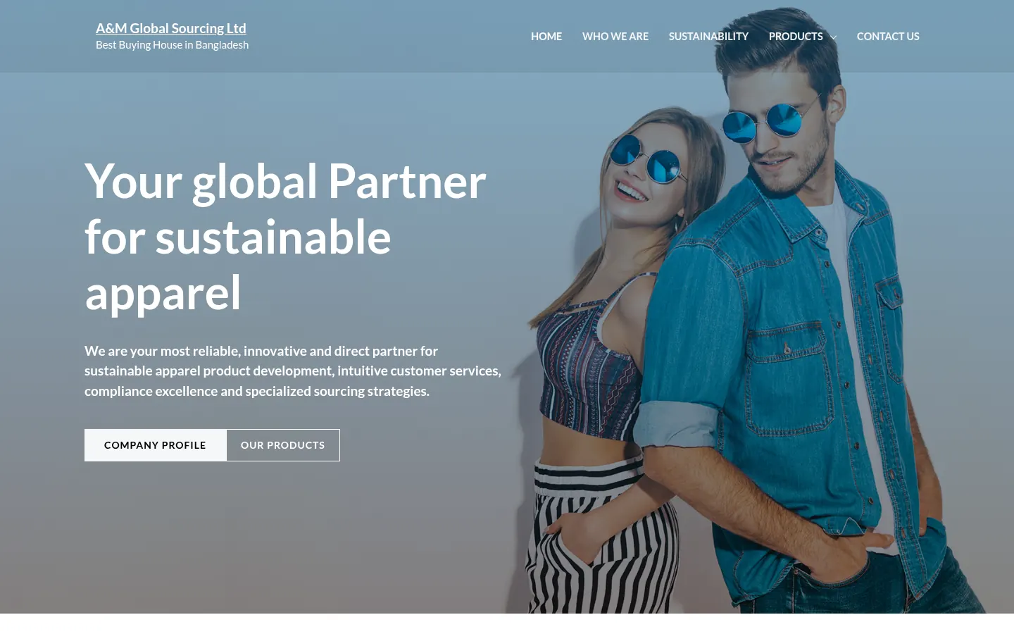 The A&M Global Sourcing homepage, designed and built by Gravity Digital