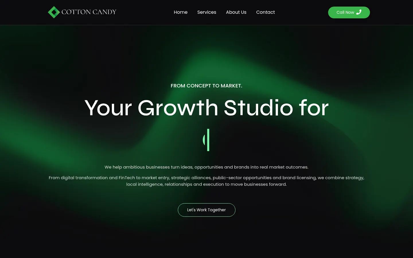 The Cotton Candy homepage, designed and built by Gravity Digital