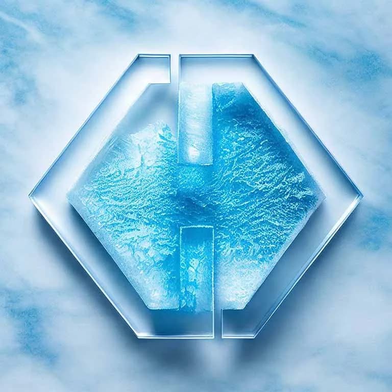 The Gravity Digital logo carved in ice