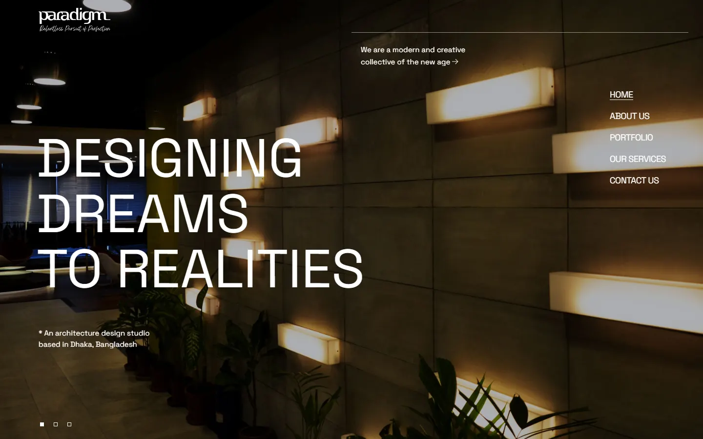 The Paradigm homepage, designed and built by Gravity Digital