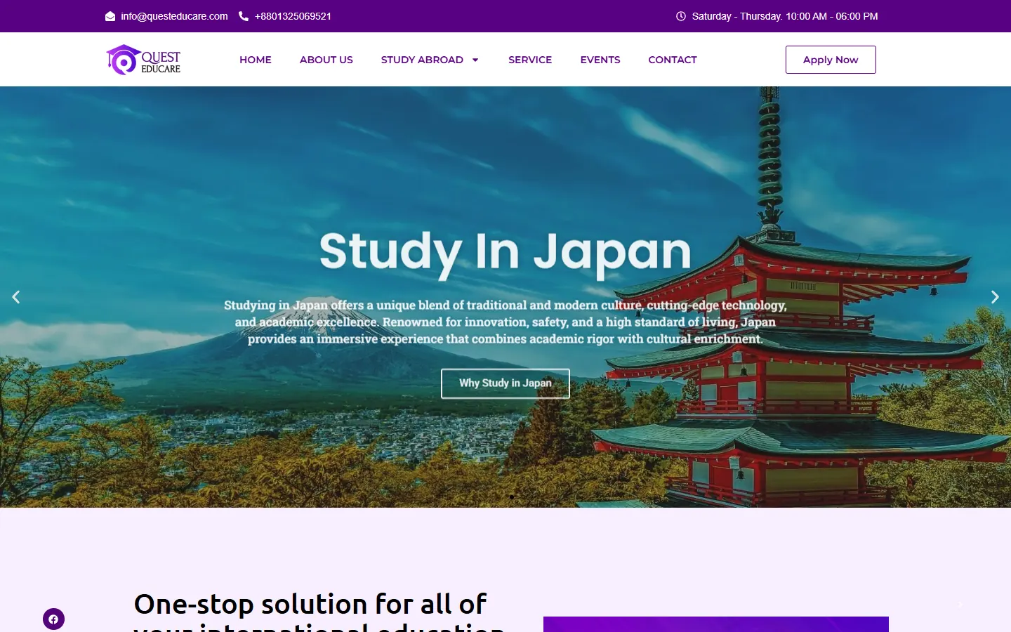 The Quest Educare homepage, designed and built by Gravity Digital